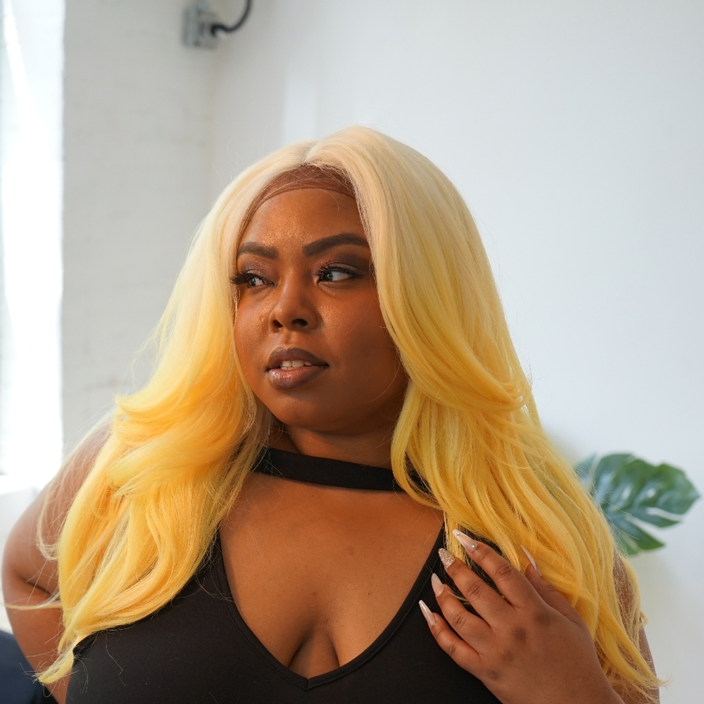 NEON Yellow Ombre Wig New with Lace
